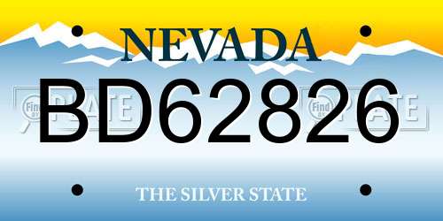 BD62826 Nevada License Plate