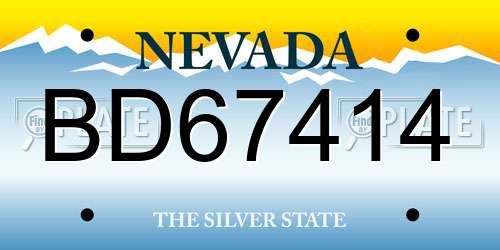 BD67414 Nevada License Plate