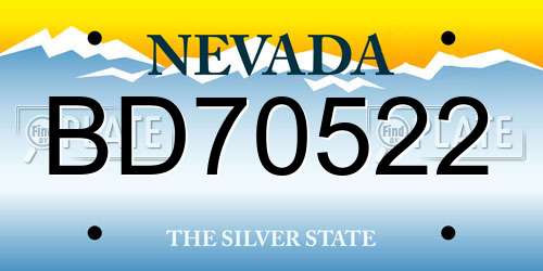 BD70522 Nevada License Plate