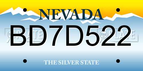 BD7D522 Nevada License Plate