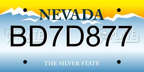 BD7D877 Nevada License Plate