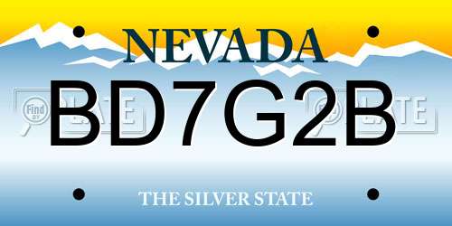 BD7G2B Nevada License Plate