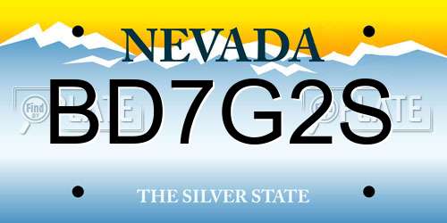 BD7G2S Nevada License Plate
