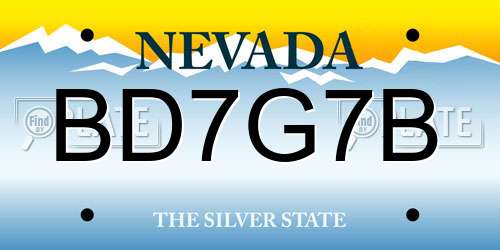 BD7G7B Nevada License Plate