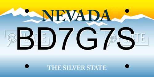 BD7G7S Nevada License Plate