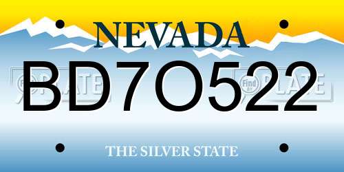 BD7O522 Nevada License Plate