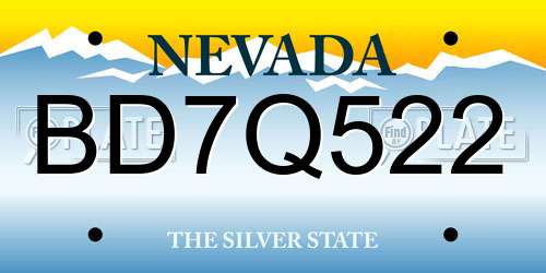BD7Q522 Nevada License Plate