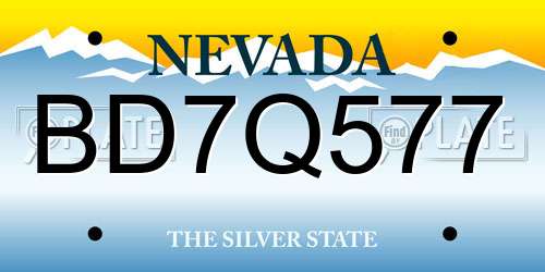 BD7Q577 Nevada License Plate