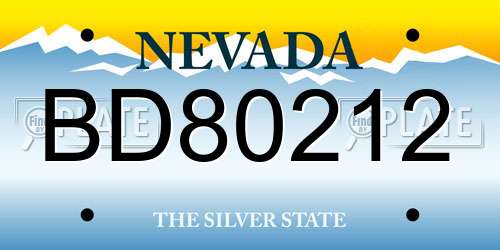 BD80212 Nevada License Plate