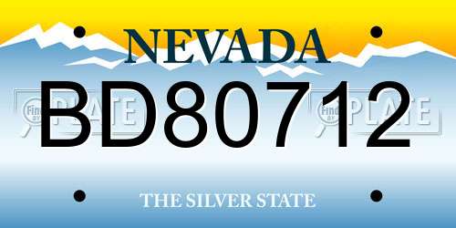 BD80712 Nevada License Plate