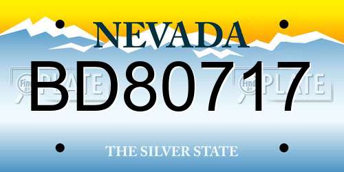 BD80717 Nevada License Plate
