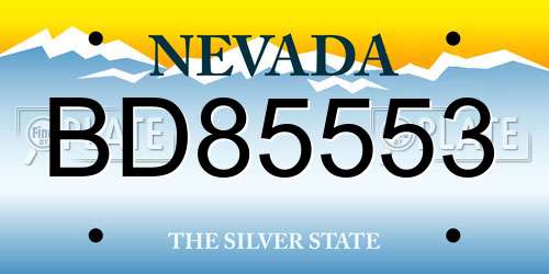BD85553 Nevada License Plate