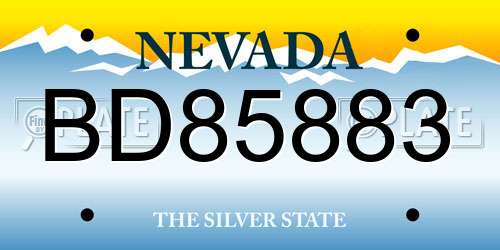 BD85883 Nevada License Plate