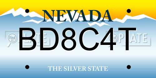 BD8C4T Nevada License Plate