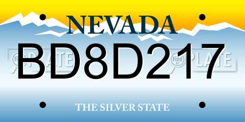 BD8D217 Nevada License Plate