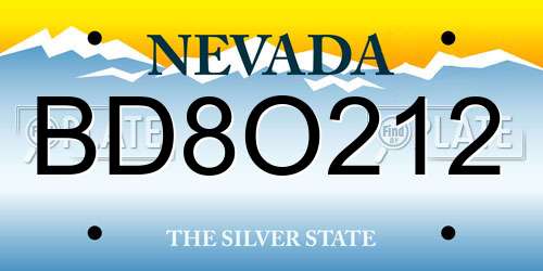 BD8O212 Nevada License Plate