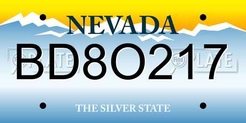 BD8O217 Nevada License Plate