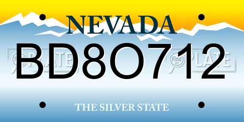 BD8O712 Nevada License Plate