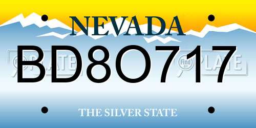 BD8O717 Nevada License Plate