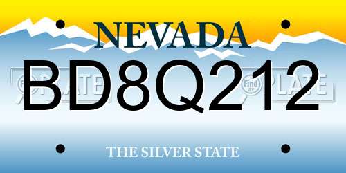 BD8Q212 Nevada License Plate