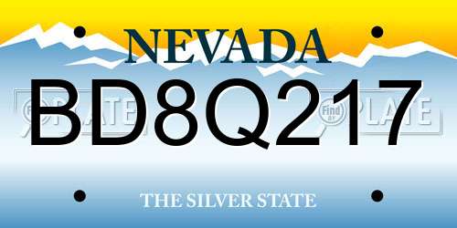 BD8Q217 Nevada License Plate