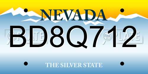 BD8Q712 Nevada License Plate