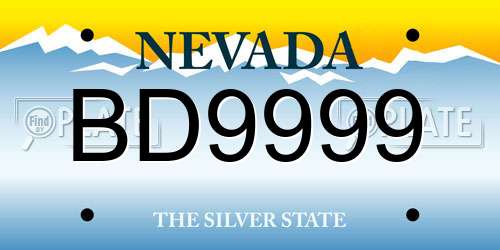 BD9999 Nevada License Plate