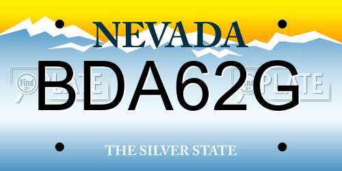 BDA62G Nevada License Plate