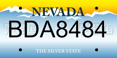 BDA8484 Nevada License Plate