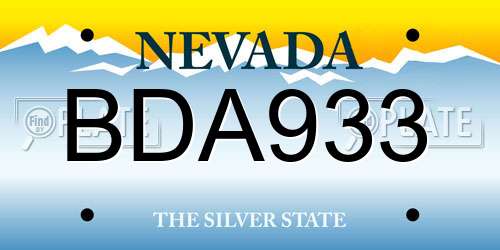 BDA933 Nevada License Plate
