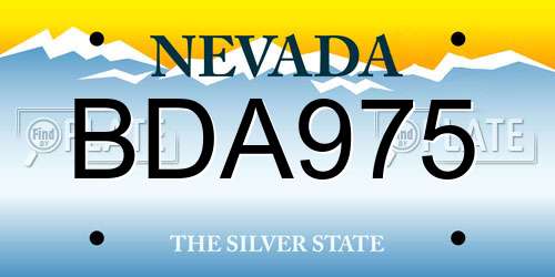 BDA975 Nevada License Plate