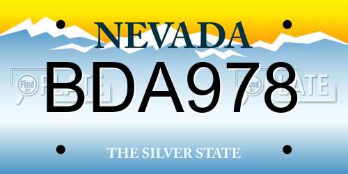 BDA978 Nevada License Plate