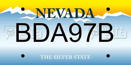 BDA97B Nevada License Plate