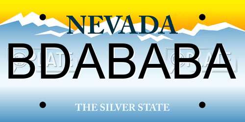 BDABABA Nevada License Plate