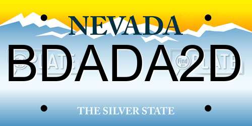 BDADA2D Nevada License Plate