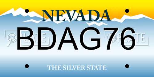 BDAG76 Nevada License Plate