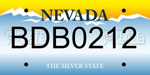 BDB0212 Nevada License Plate