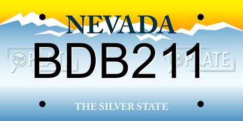 BDB211 Nevada License Plate