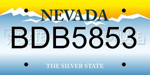 BDB5853 Nevada License Plate
