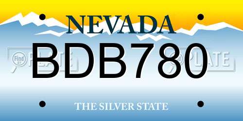 BDB780 Nevada License Plate