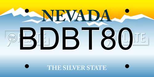 BDBT80 Nevada License Plate