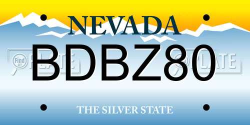 BDBZ80 Nevada License Plate