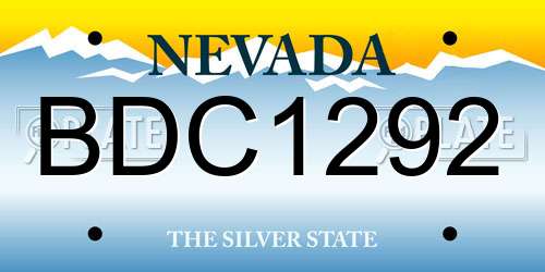 BDC1292 Nevada License Plate