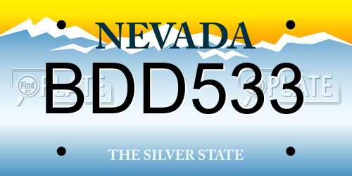 BDD533 Nevada License Plate