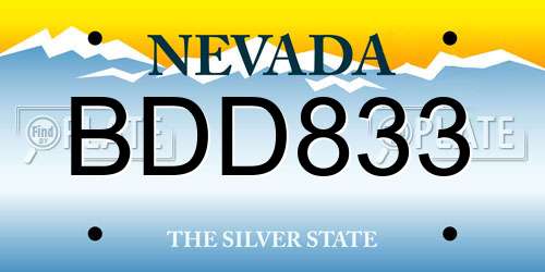 BDD833 Nevada License Plate