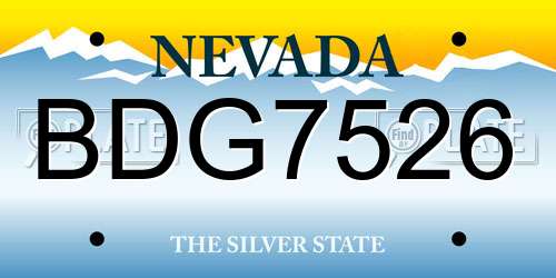 BDG7526 Nevada License Plate