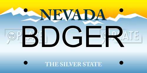 BDGER Nevada License Plate