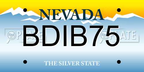 BDIB75 Nevada License Plate