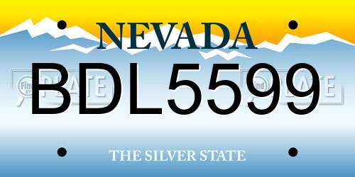 BDL5599 Nevada License Plate