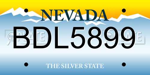 BDL5899 Nevada License Plate